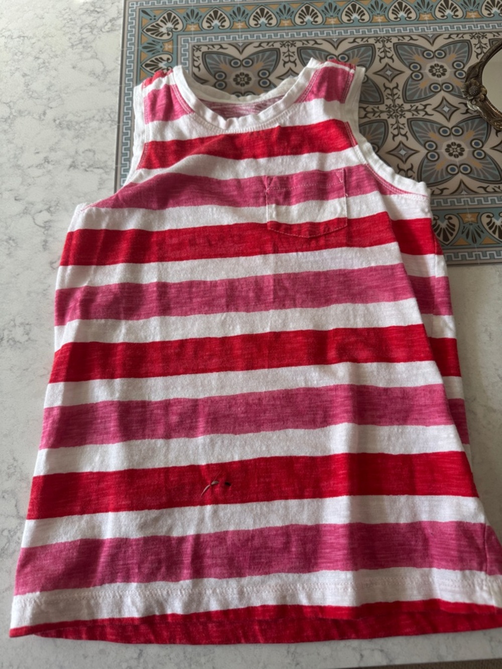 Primary Girls' Pink & White Striped Tee